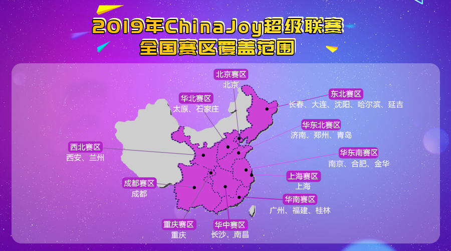 2019ChinaJoy超級聯賽分賽區公布